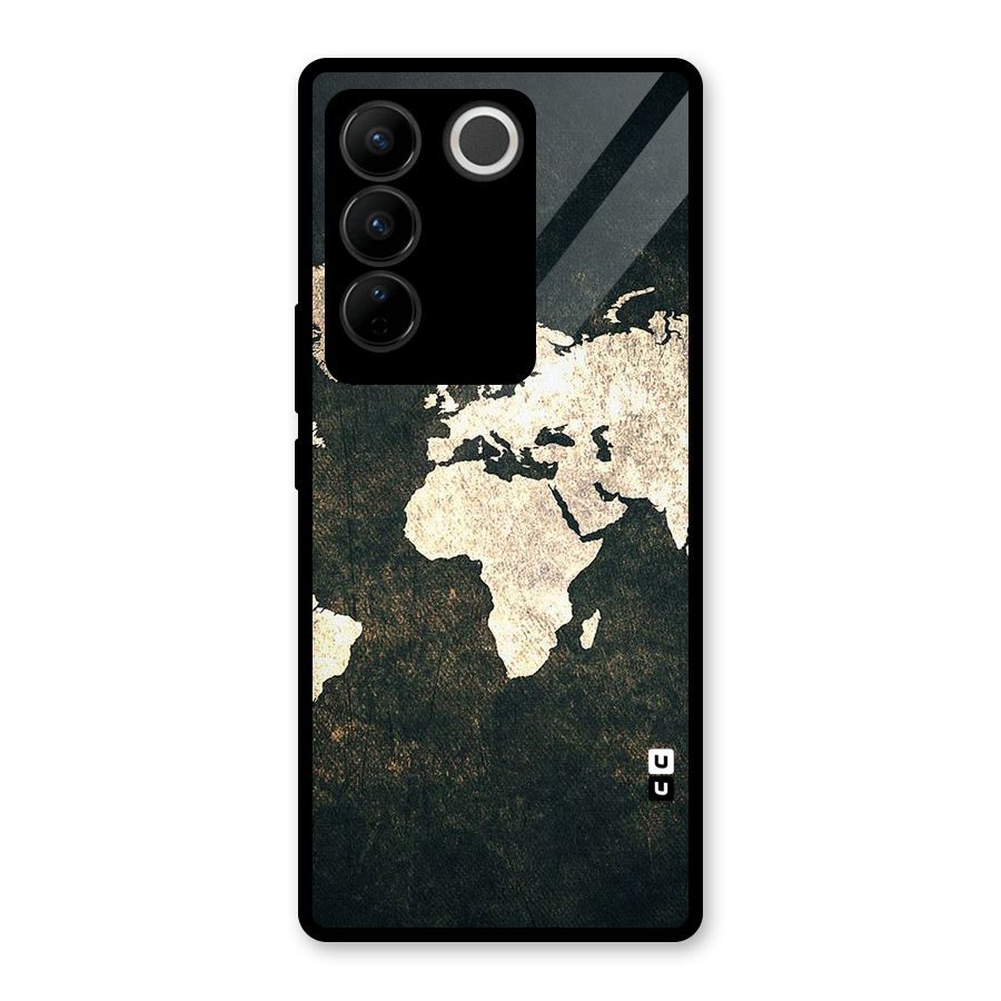 Green Gold Map Design Glass Back Case for Vivo V27