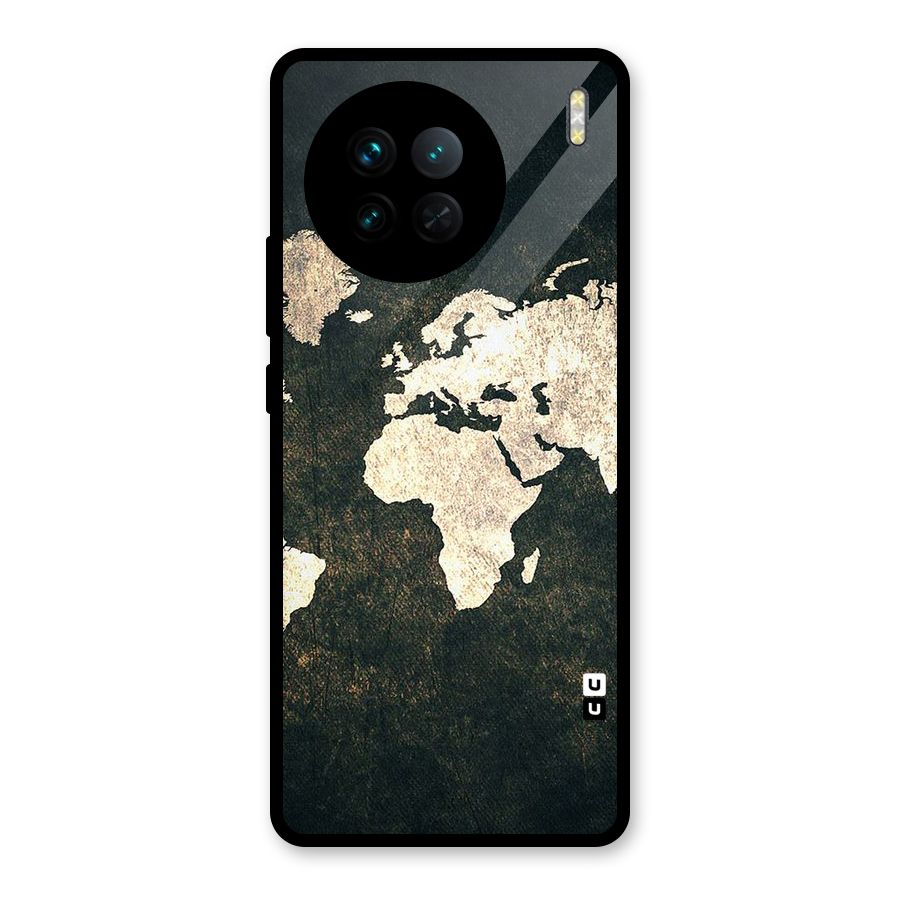 Green Gold Map Design Glass Back Case for Vivo X90
