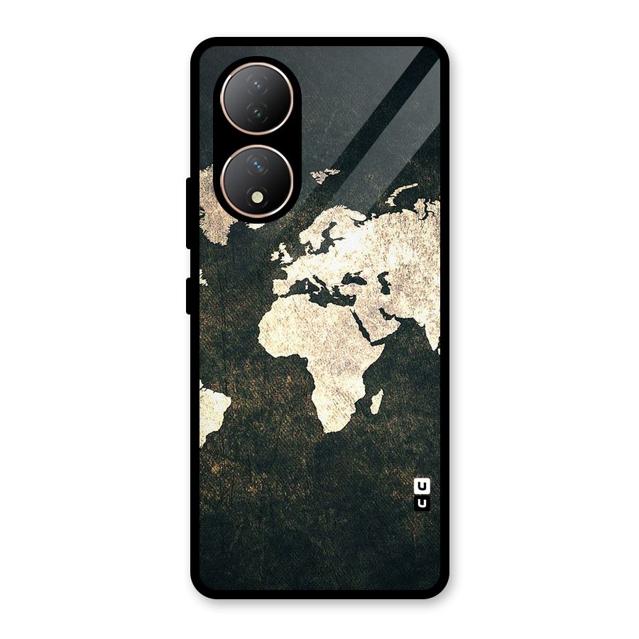 Green Gold Map Design Glass Back Case for Vivo Y100