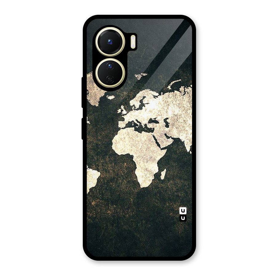 Green Gold Map Design Glass Back Case for Vivo Y16