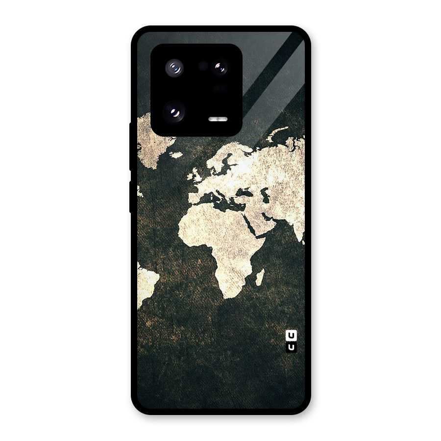 Green Gold Map Design Glass Back Case for Xiaomi 13 Pro