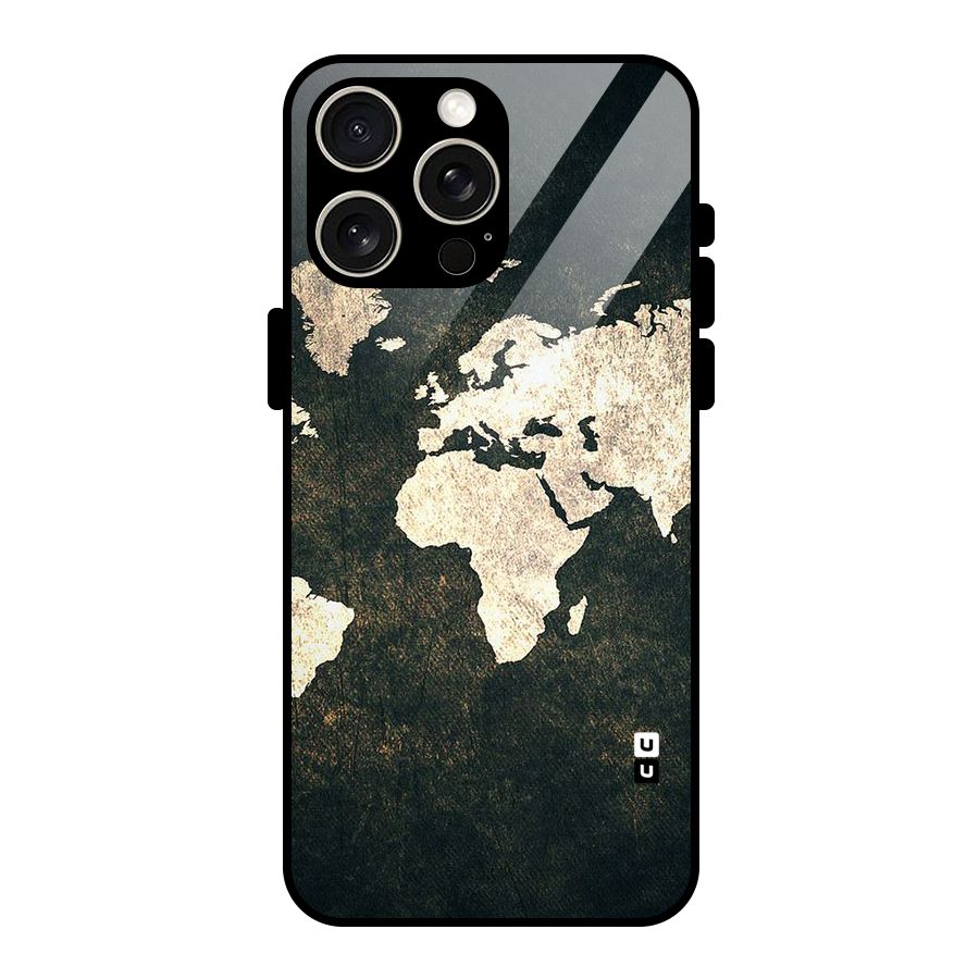 Green Gold Map Design Glass Back Case for iPhone 15 Pro Max