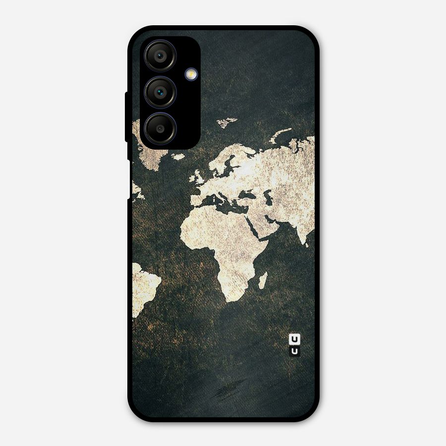 Green Gold Map Design Metal Back Case for Galaxy A15 5G