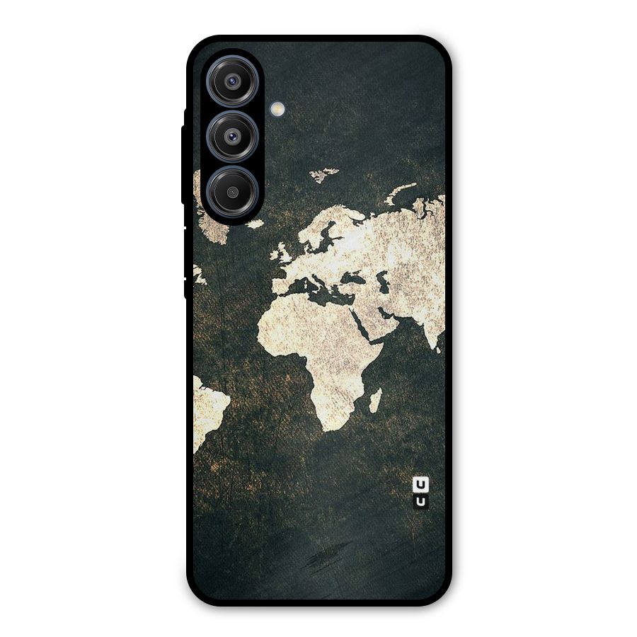 Green Gold Map Design Metal Back Case for Galaxy A16 5G