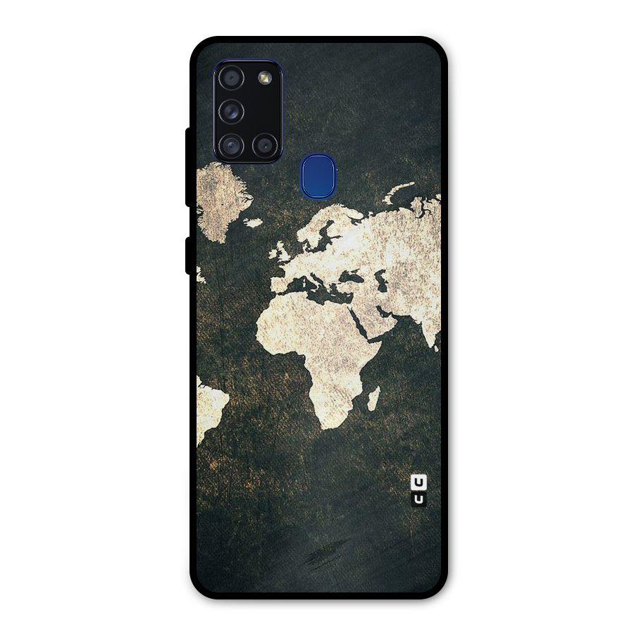 Green Gold Map Design Metal Back Case for Galaxy A21s