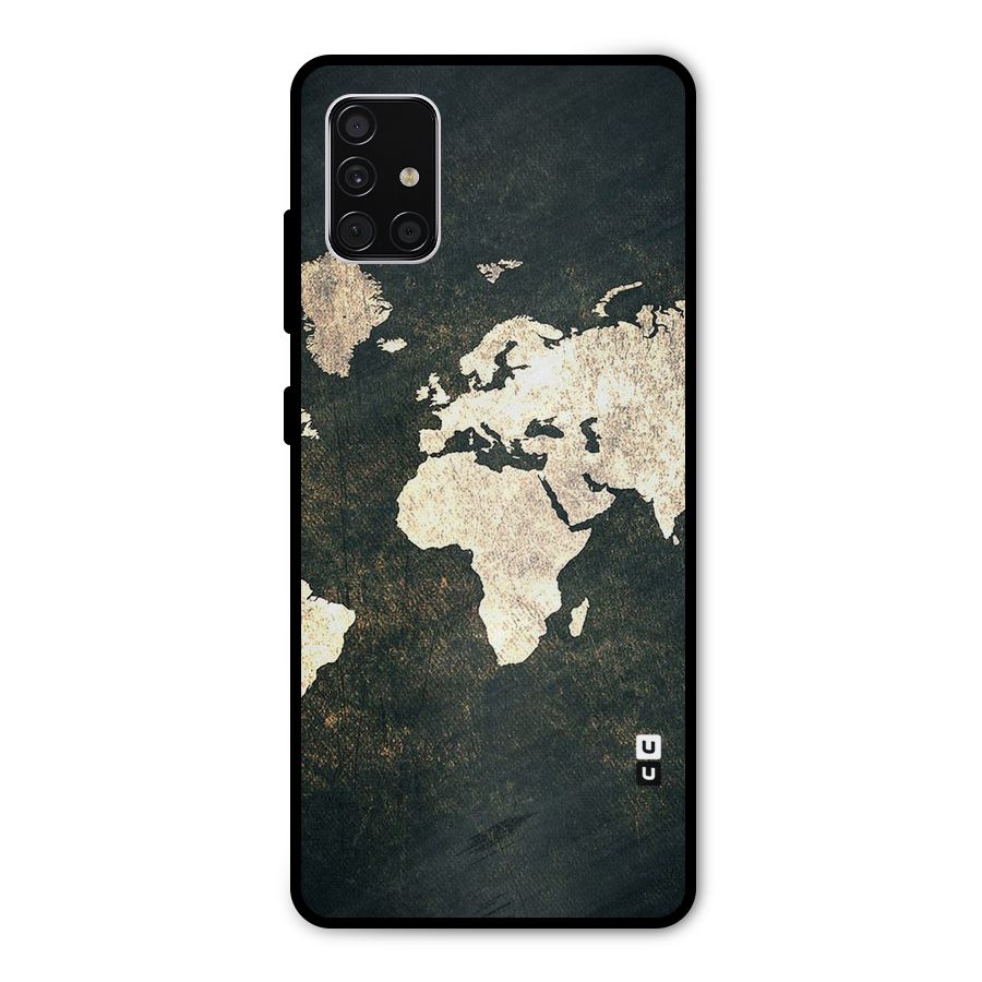 Green Gold Map Design Metal Back Case for Galaxy A51