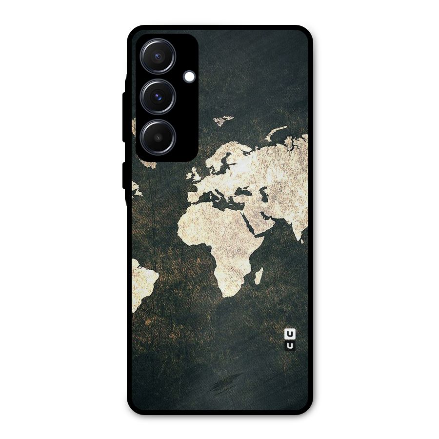 Green Gold Map Design Metal Back Case for Galaxy A55