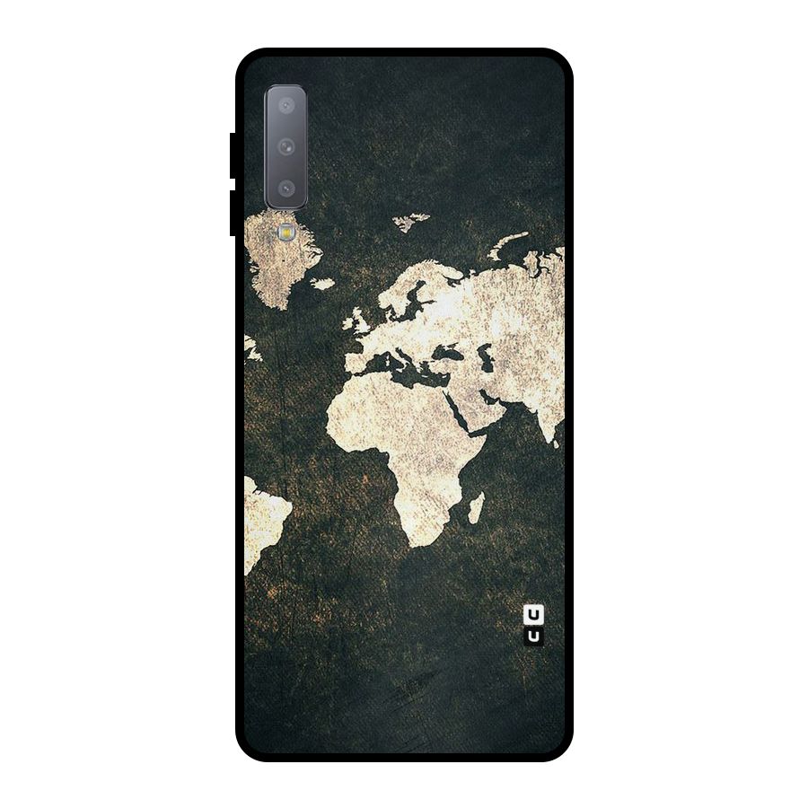 Green Gold Map Design Metal Back Case for Galaxy A7 (2018)
