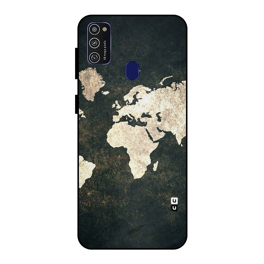 Green Gold Map Design Metal Back Case for Galaxy M30s