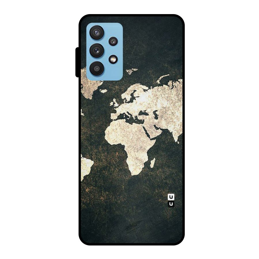 Green Gold Map Design Metal Back Case for Galaxy M32 5G