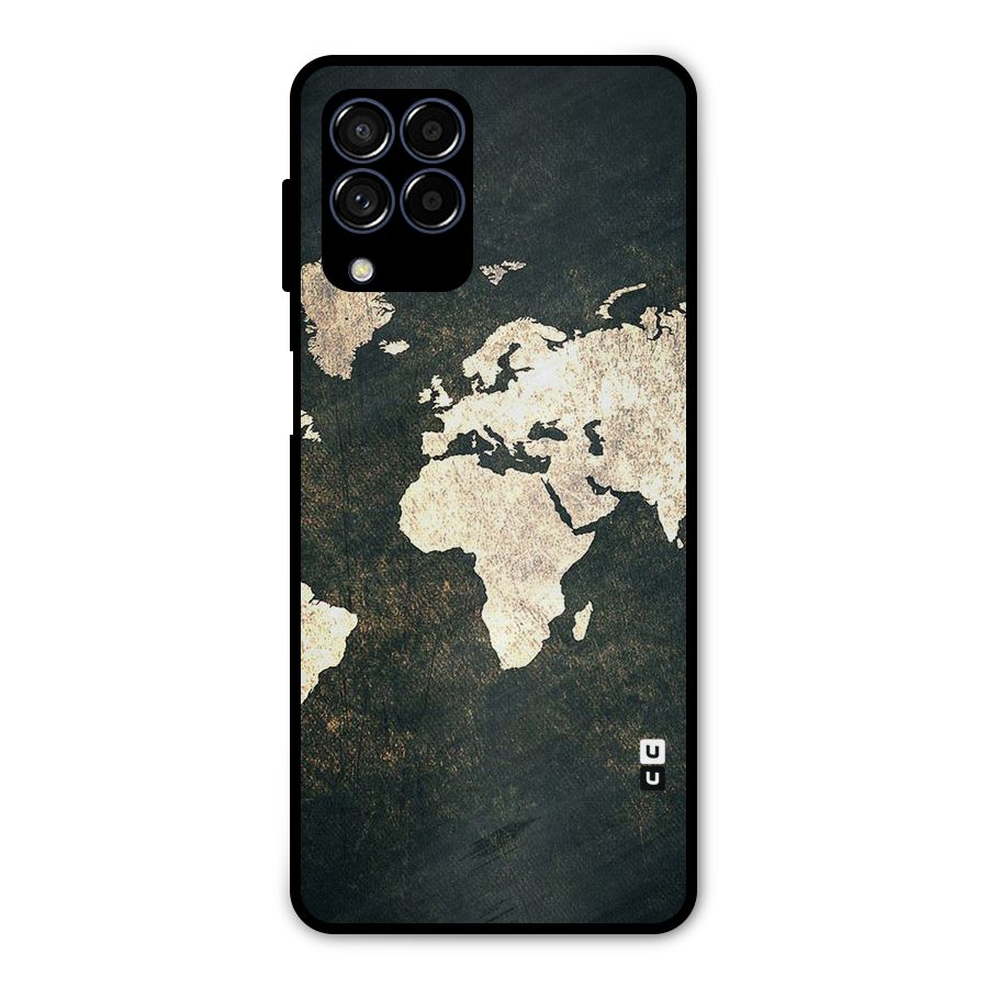 Green Gold Map Design Metal Back Case for Galaxy M53 5G