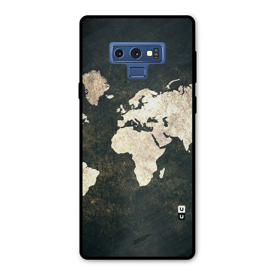 Green Gold Map Design Metal Back Case for Galaxy Note 9