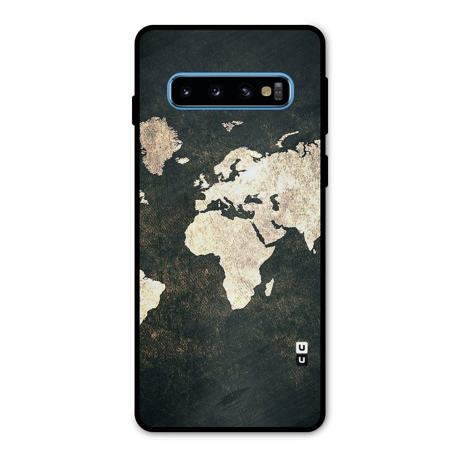 Green Gold Map Design Metal Back Case for Galaxy S10