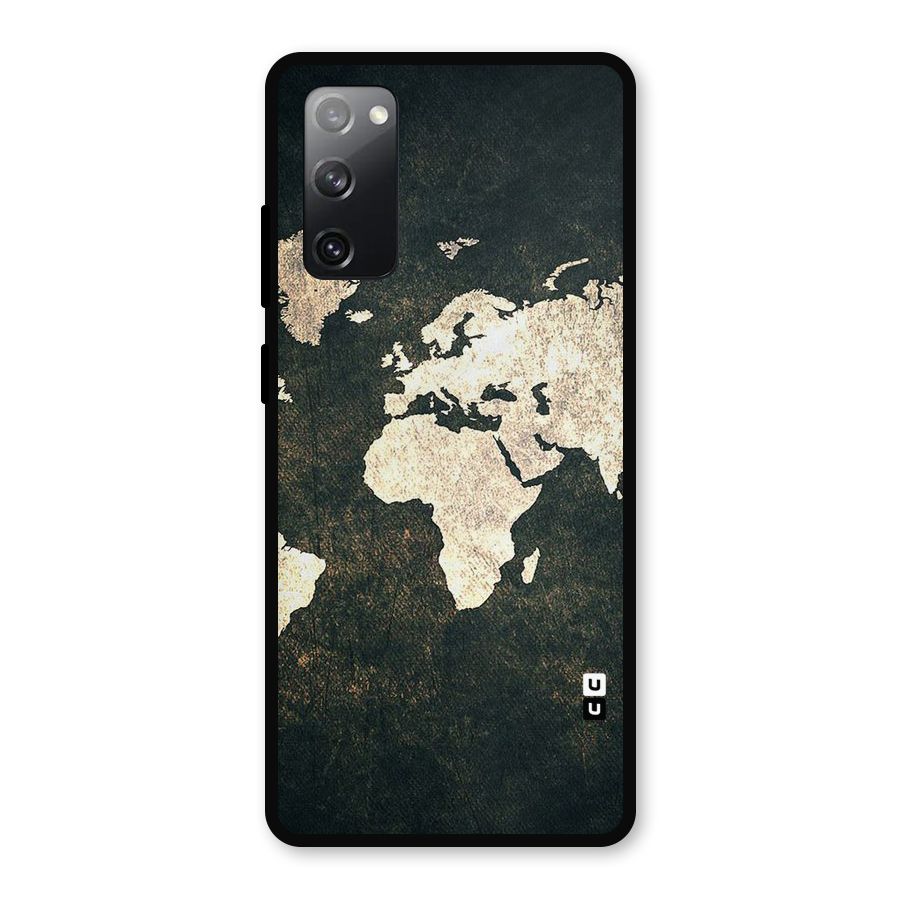 Green Gold Map Design Metal Back Case for Galaxy S20 FE 5G