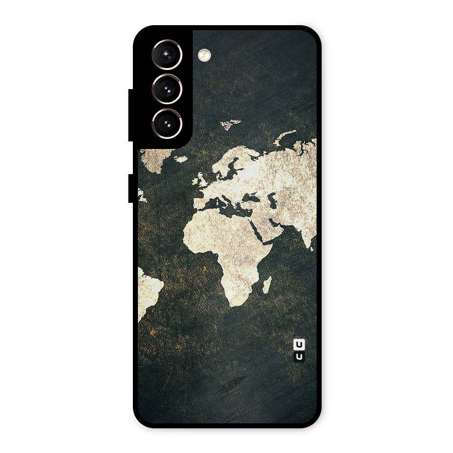 Green Gold Map Design Metal Back Case for Galaxy S21 5G