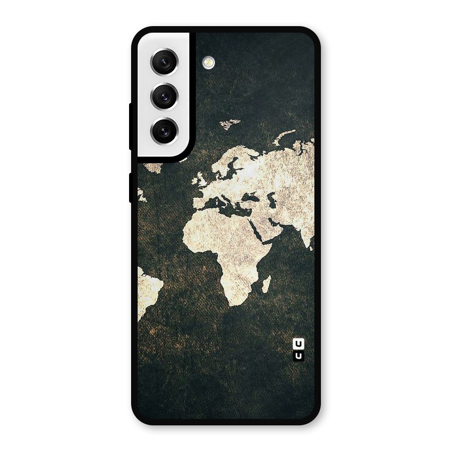 Green Gold Map Design Metal Back Case for Galaxy S21 FE 5G