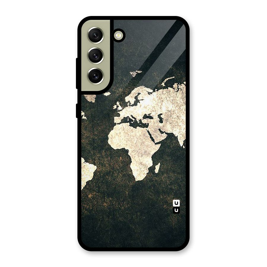 Green Gold Map Design Metal Back Case for Galaxy S21 FE 5G (2023)