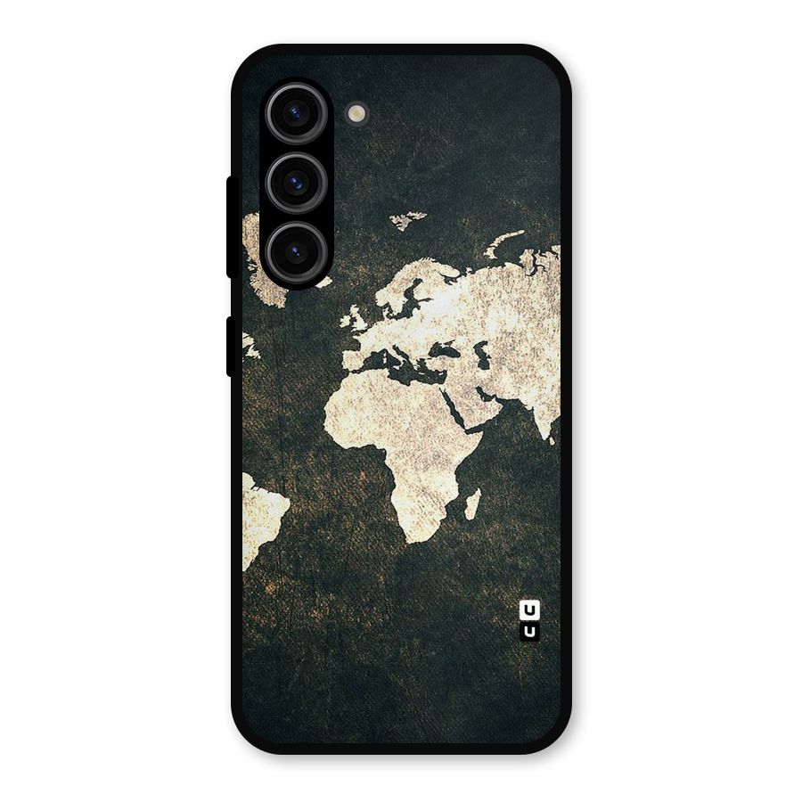 Green Gold Map Design Metal Back Case for Galaxy S23