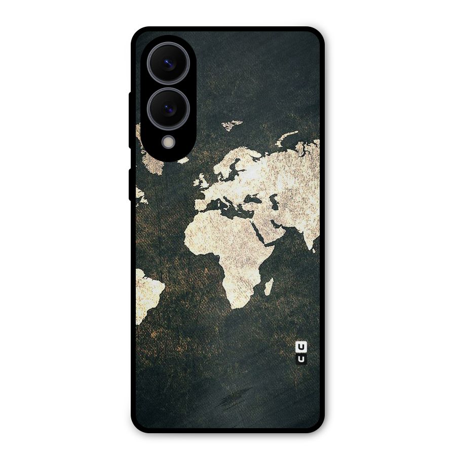 Green Gold Map Design Metal Back Case for Galaxy S25 Edge