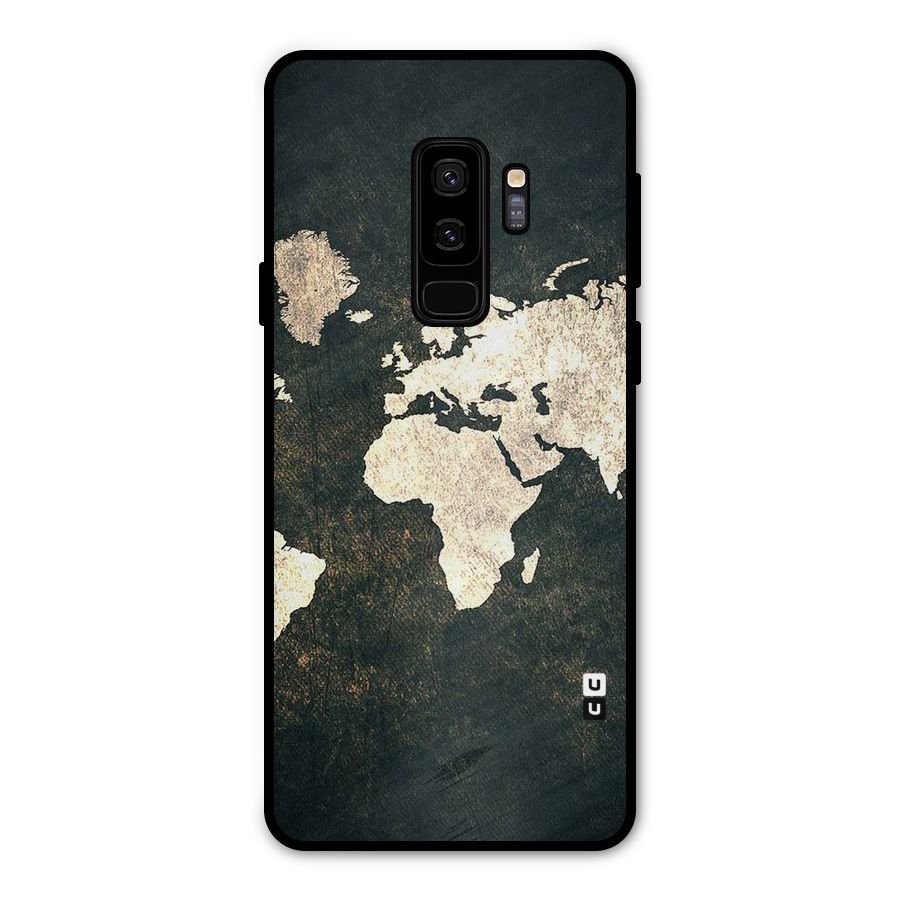 Green Gold Map Design Metal Back Case for Galaxy S9 Plus