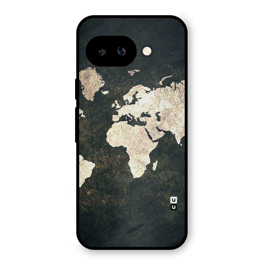Green Gold Map Design Metal Back Case for Google Pixel 9a