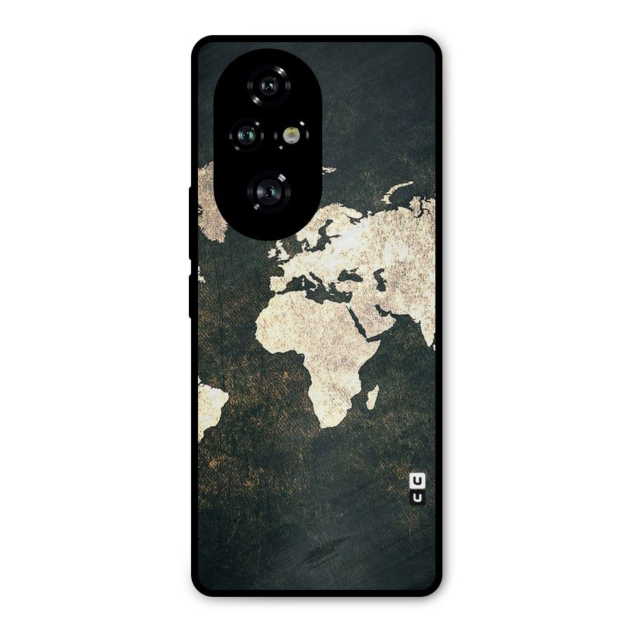 Green Gold Map Design Metal Back Case for Honor 200 Pro