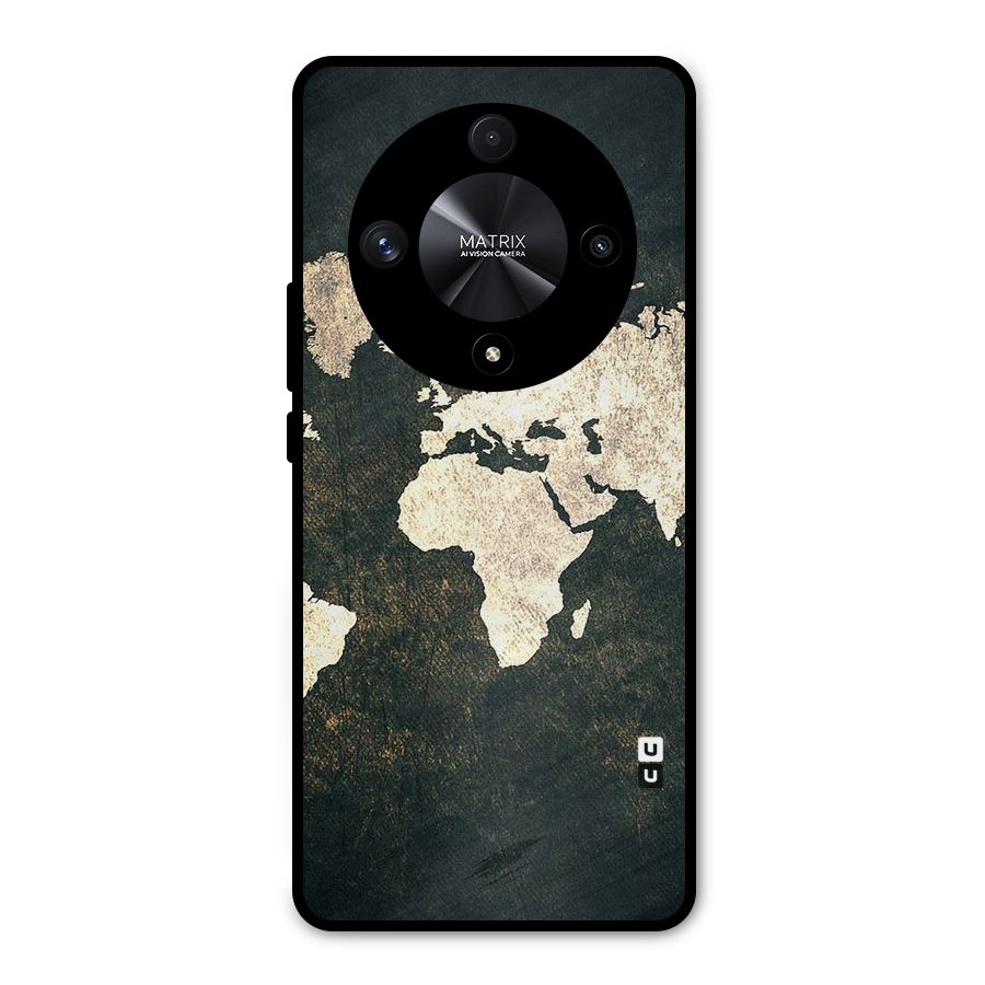 Green Gold Map Design Metal Back Case for Honor X9b