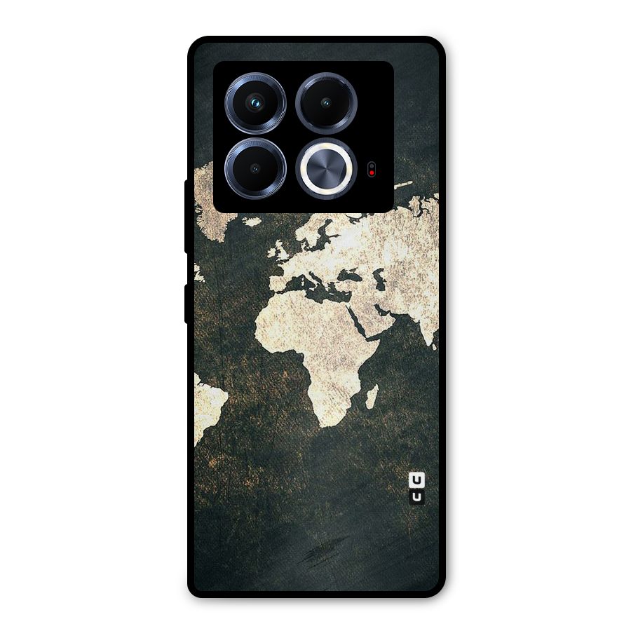 Green Gold Map Design Metal Back Case for Infinix Note 40 5G