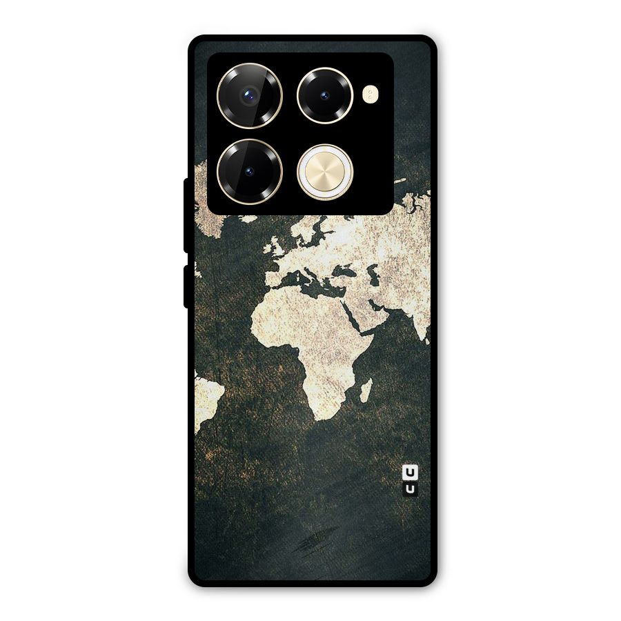 Green Gold Map Design Metal Back Case for Infinix Note 40 Pro Plus