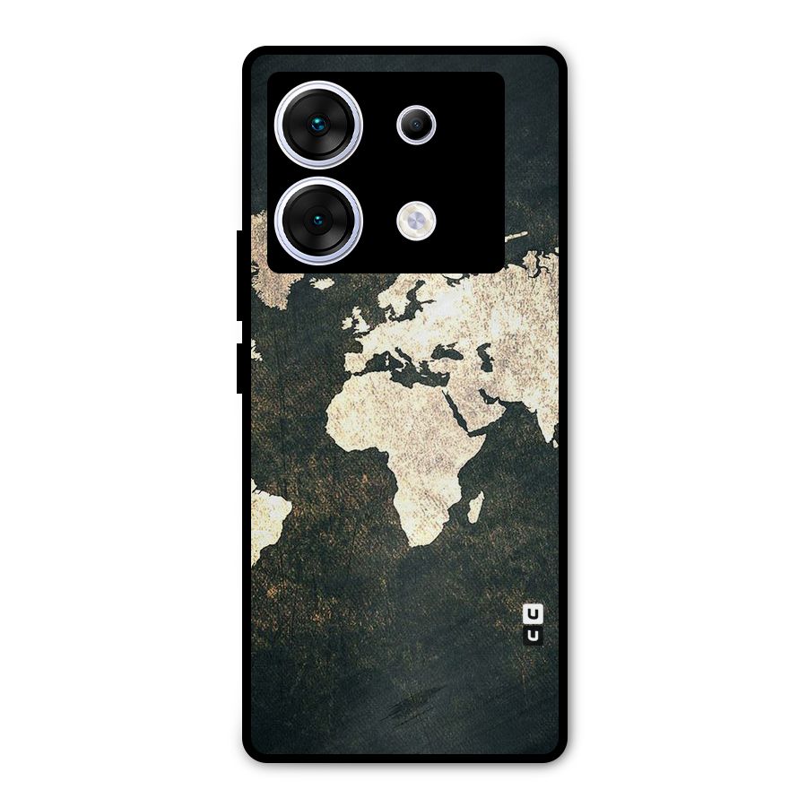 Green Gold Map Design Metal Back Case for Infinix Zero 30 5G