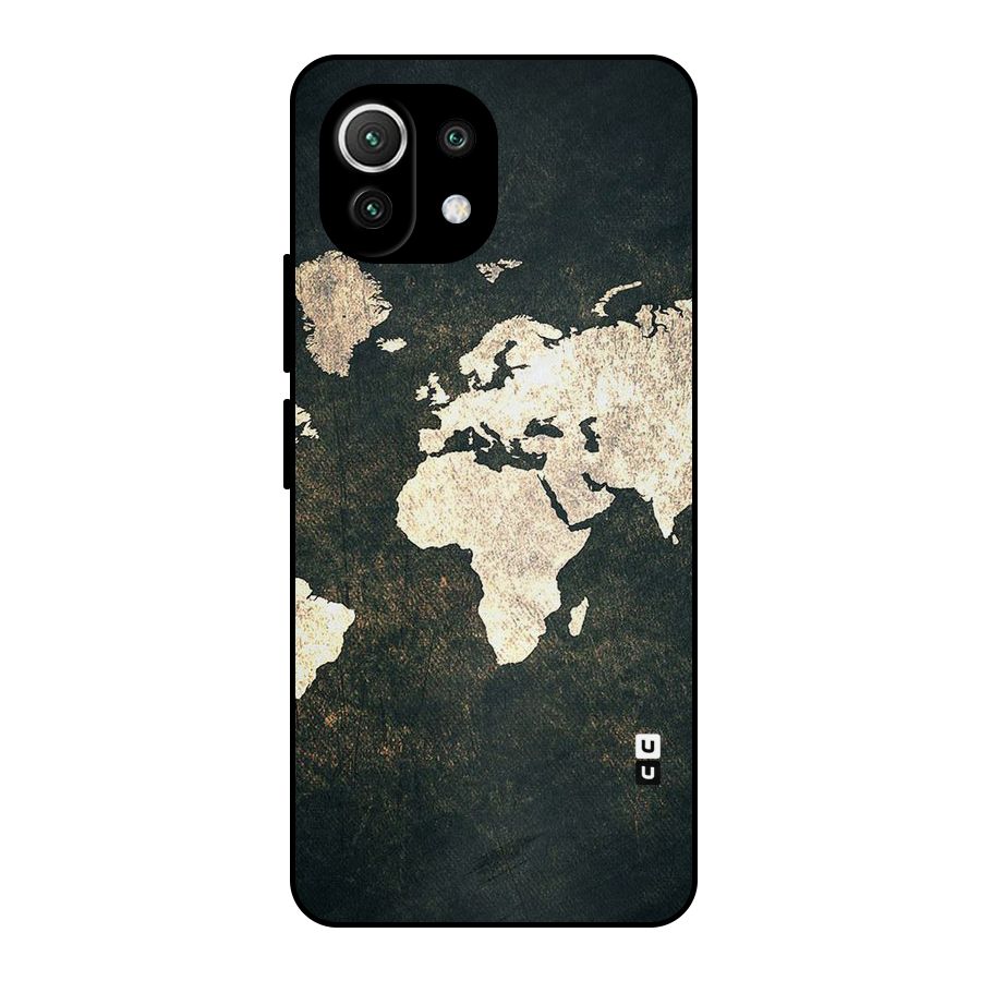 Green Gold Map Design Metal Back Case for Mi 11 Lite