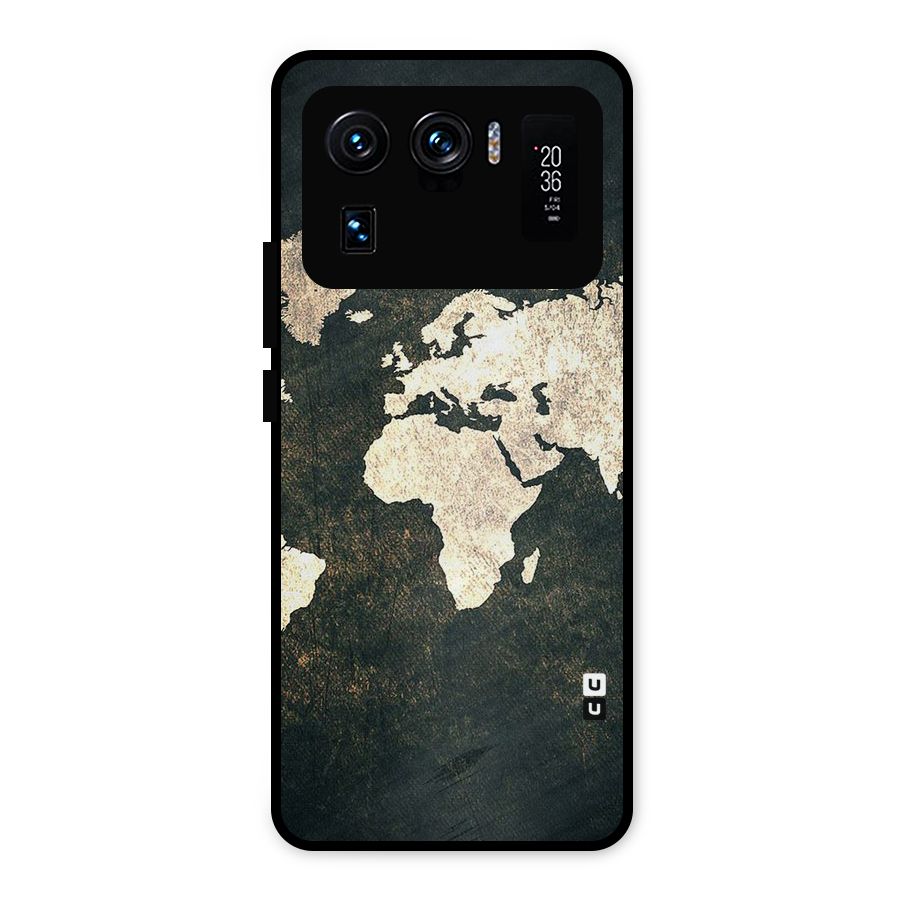 Green Gold Map Design Metal Back Case for Mi 11 Ultra