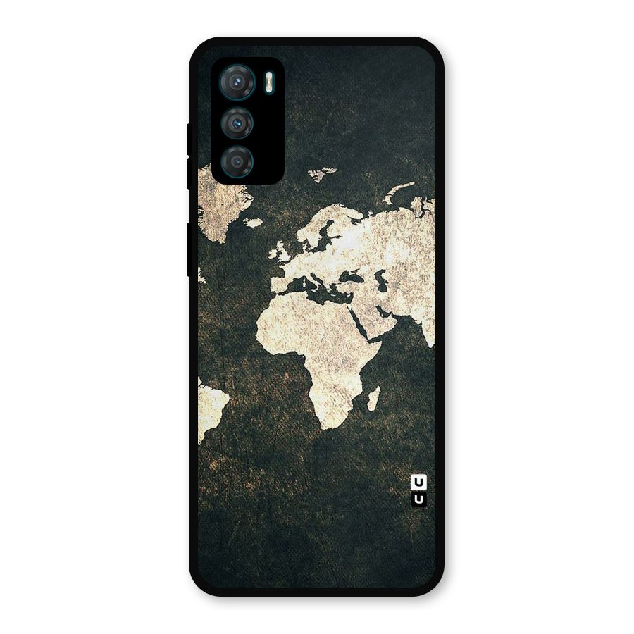 Green Gold Map Design Metal Back Case for Moto G42