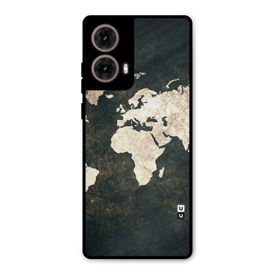 Green Gold Map Design Metal Back Case for Moto G85