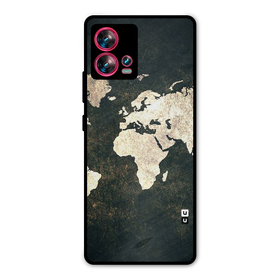 Green Gold Map Design Metal Back Case for Motorola Edge 30 Fusion