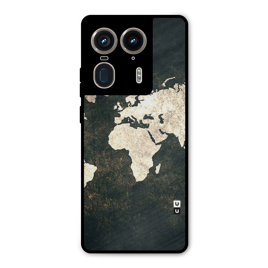 Green Gold Map Design Metal Back Case for Motorola Edge 50 Ultra
