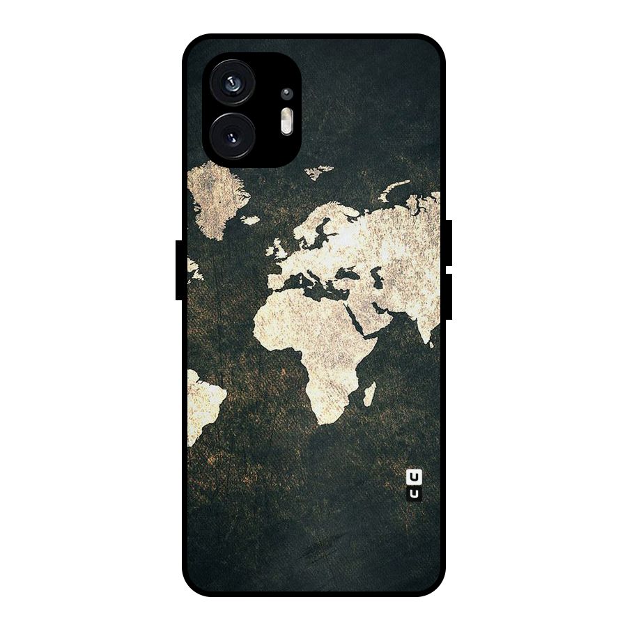 Green Gold Map Design Metal Back Case for Nothing Phone 2