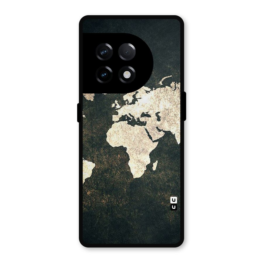 Green Gold Map Design Metal Back Case for OnePlus 11R