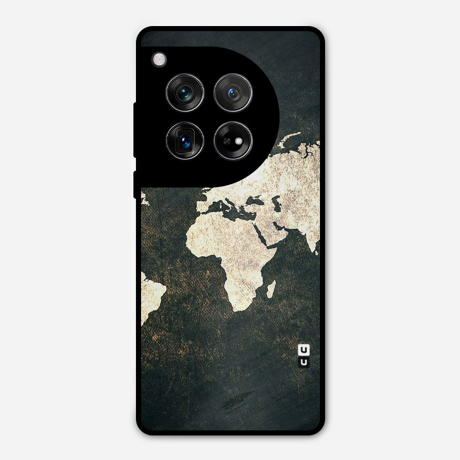 Green Gold Map Design Metal Back Case for OnePlus 12