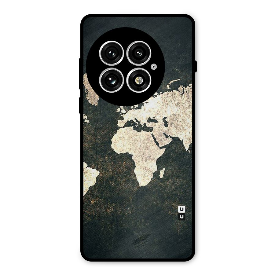 Green Gold Map Design Metal Back Case for OnePlus 13