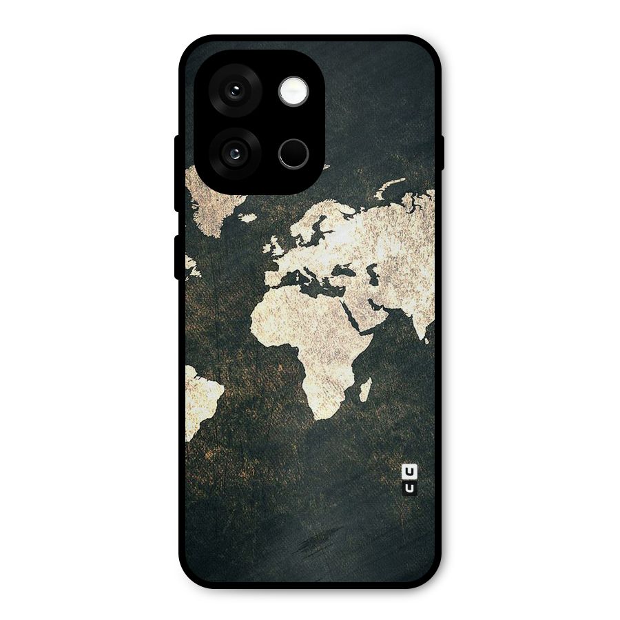 Green Gold Map Design Metal Back Case for OnePlus 13s