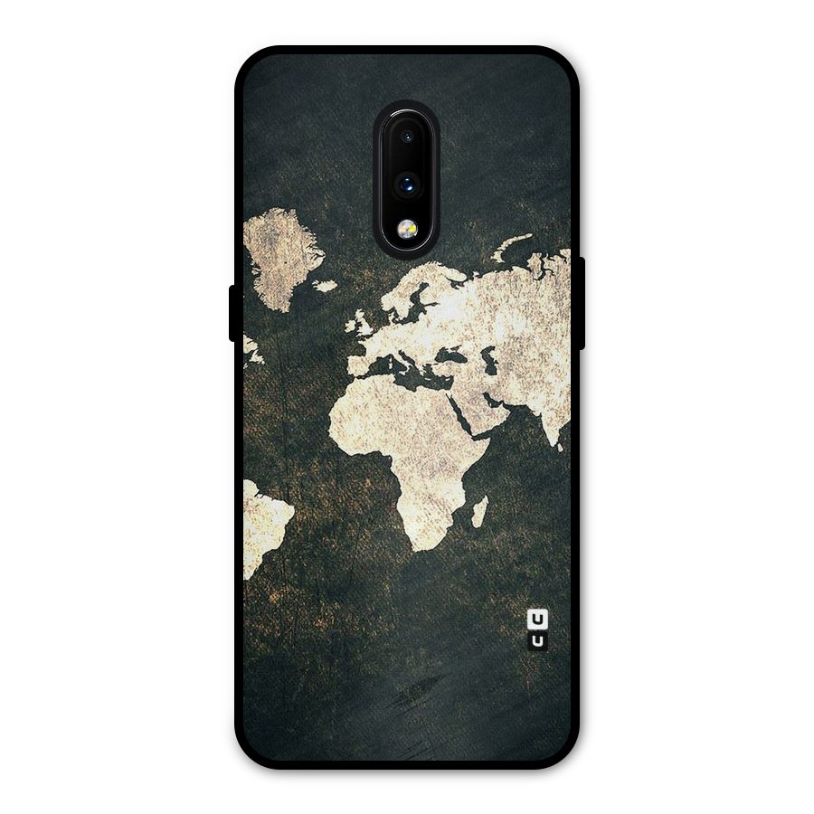Green Gold Map Design Metal Back Case for OnePlus 7