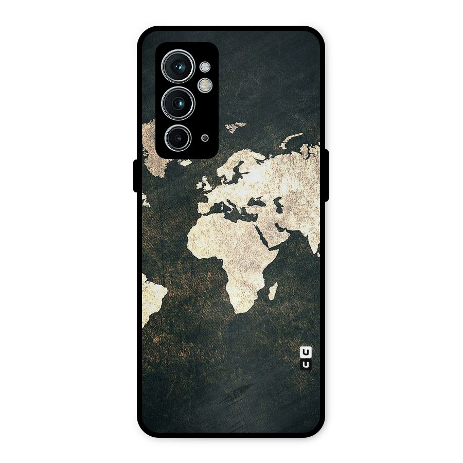 Green Gold Map Design Metal Back Case for OnePlus 9RT 5G