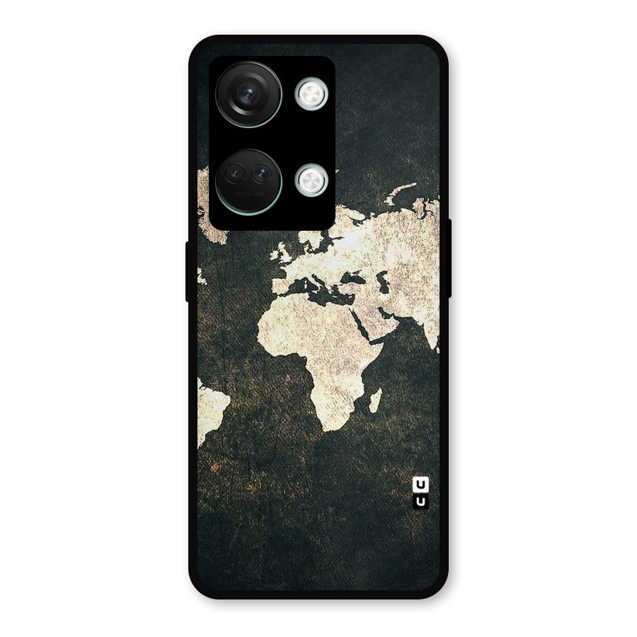 Green Gold Map Design Metal Back Case for OnePlus Nord 3