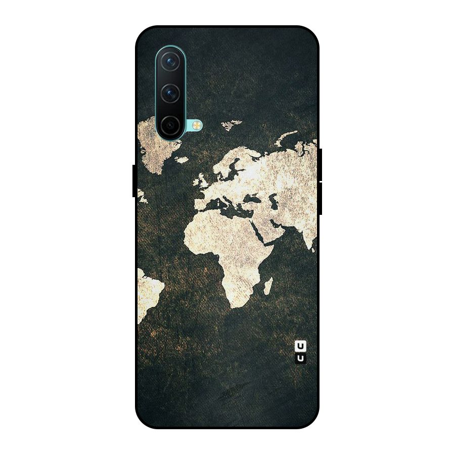 Green Gold Map Design Metal Back Case for OnePlus Nord CE 5G