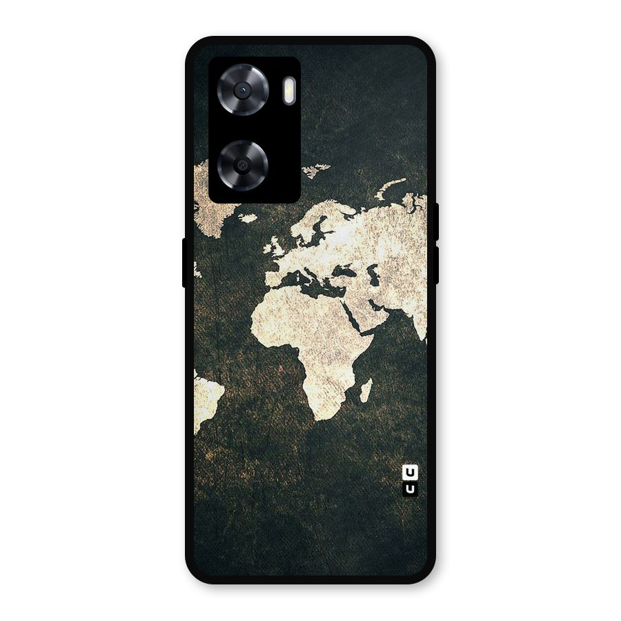 Green Gold Map Design Metal Back Case for Oppo A77