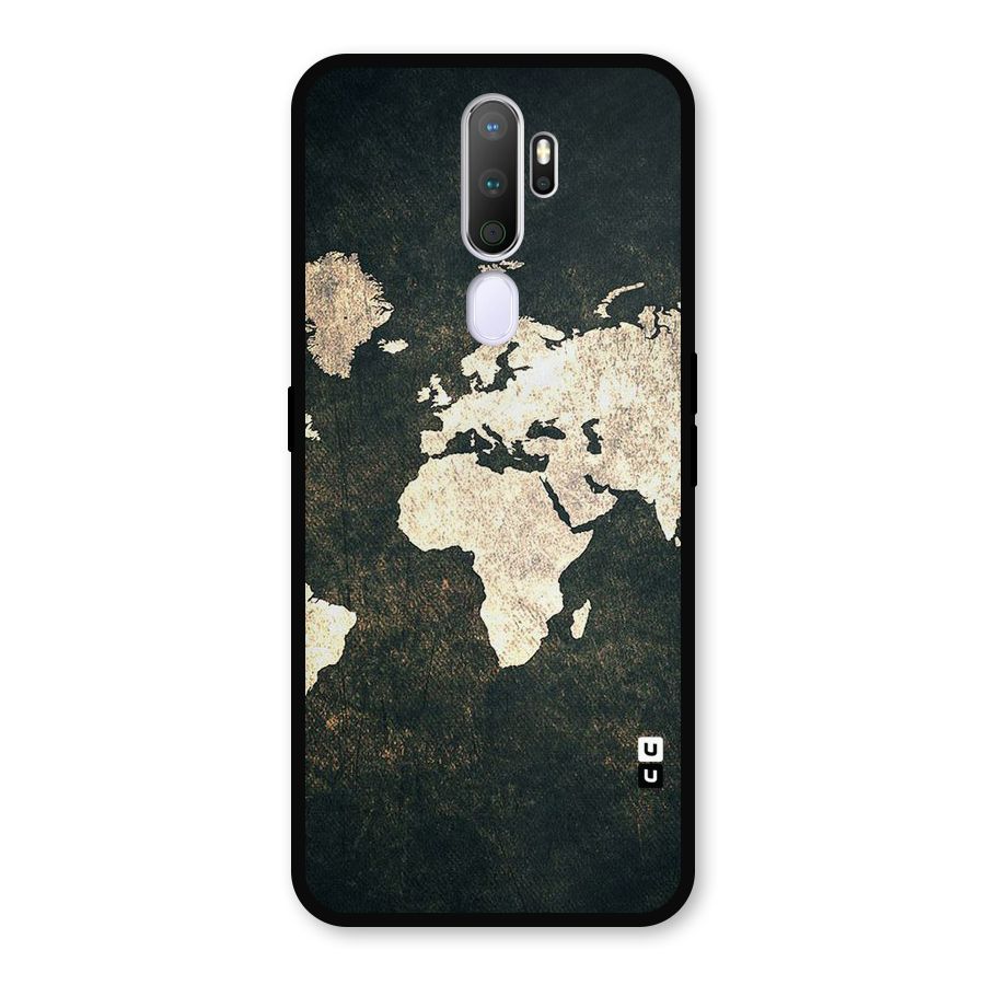 Green Gold Map Design Metal Back Case for Oppo A9 (2020)