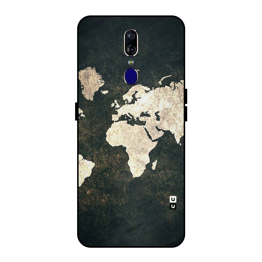 Green Gold Map Design Metal Back Case for Oppo F11