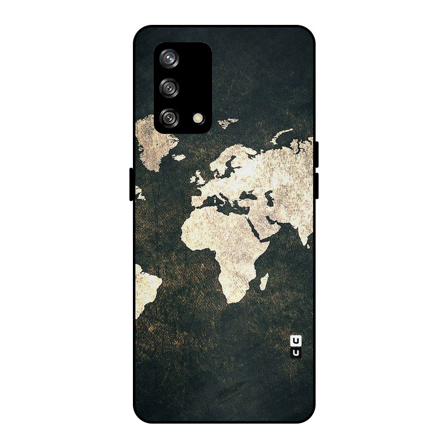 Green Gold Map Design Metal Back Case for Oppo F19