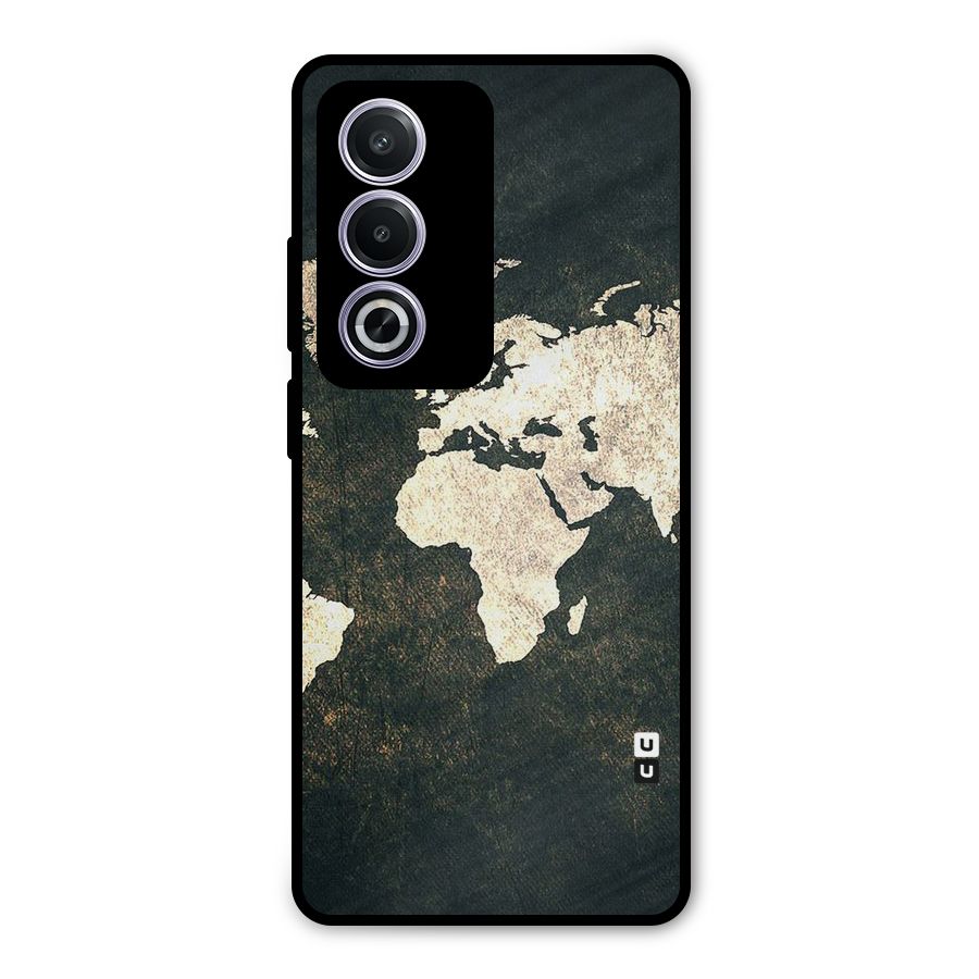 Green Gold Map Design Metal Back Case for Oppo K12x